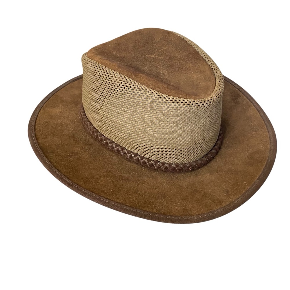 Mens Shoreline Leather & Mesh Breezer Western Hat by Monterey Bay Breeze L USA